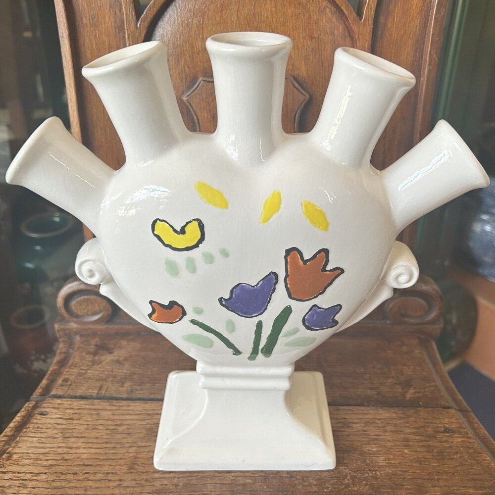 HAPPY Delft Polychrome Tulipiere Vase Delfts Polychroom Molen Tulpenvaas 5 Neck